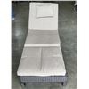 Image 1 : BRAND NEW PATIO FLARE 'LAURA' BROWN SUN LOUNGER, WITH CUSHION AND NECK PILLOW, ADJUSTABLE, RETAIL $4