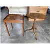 Image 1 : 2 ANTIQUE SIDE TABLES, ONE IS MAHOGNAY AND MADE IN ENGLAND
