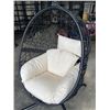 Image 2 : BRAND NEW NEST HANGING EGG CHAIR, BEIGE CUSHION AND HEADREST, POWDER COATED, STAINLESS HARDWARE RETA