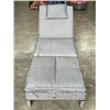 Image 2 : BRAND NEW PATIO FLARE 'LAURA' GREY SUN LOUNGER, WITH CUSHION AND NECK PILLOW, ADJUSTABLE, RETAIL $48