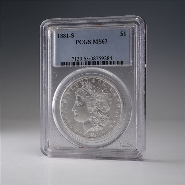 1881-S Morgan Silver Dollar PCGS Graded MS 63