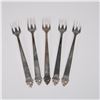 Image 1 : 5pc Oneida Sterling Silver Cocktail Forks, King Cedric