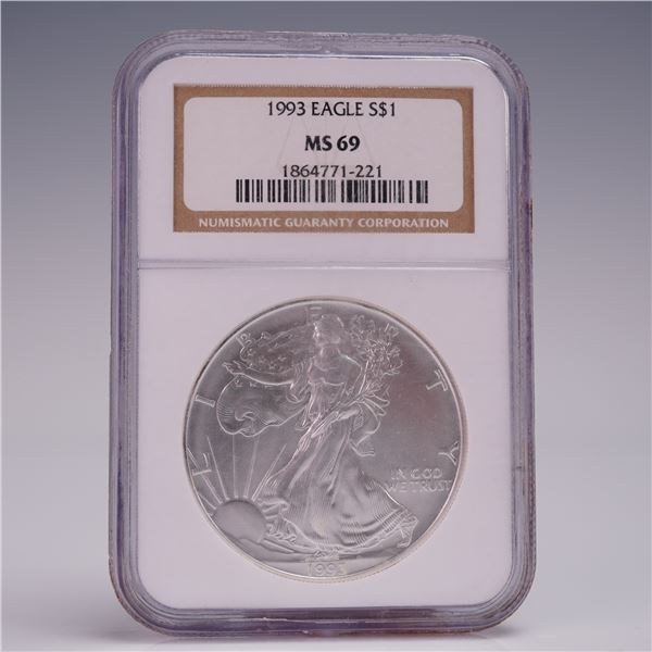 1993 American Silver Eagle Dollar Coin NGC Graded MS 69