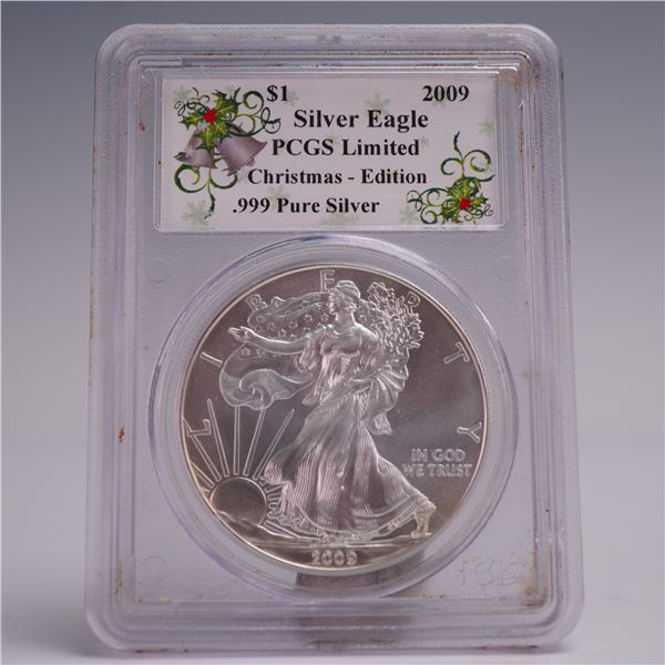 2009 American Silver Eagle Christmas Ed.  Dollar Coin PCGS Graded Limited