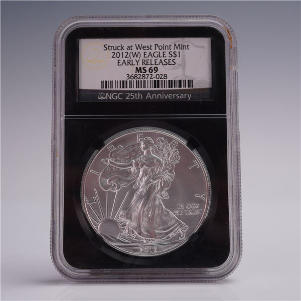 2012 (W) American Silver Eagle Early Release Dollar Coin NGC Graded MS 69