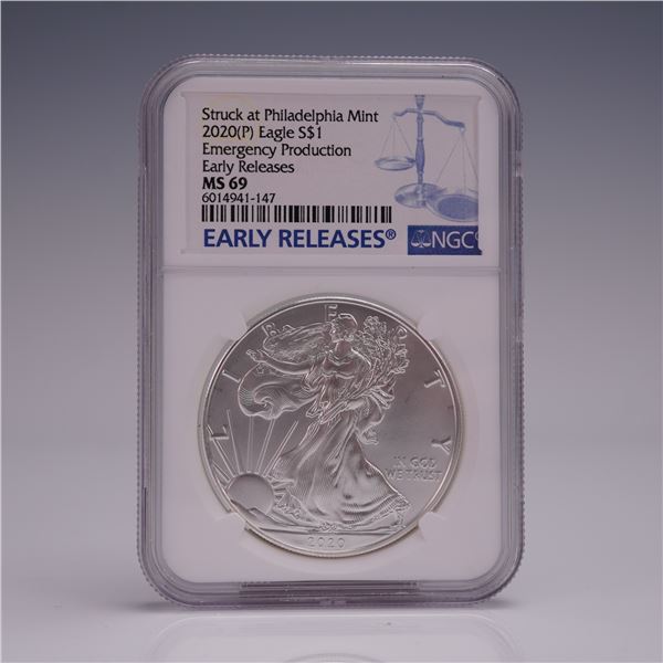 2020 (P) American Silver Eagle Emergency Production NGC Graded MS 69