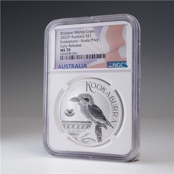 2022-P Australia Kookaburra Silver Dollar Coin NGC Graded MS 70