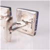 Image 5 : Mexican Sterling Silver Cufflinks with Lapis Lazuli and Malachite Inlay