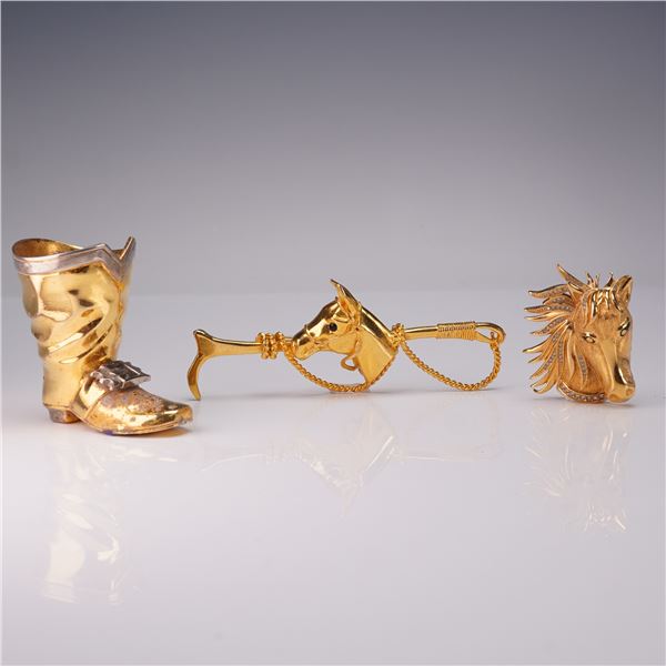 3pc Equestrian-Inspired Jewelry and Boot Ashtray