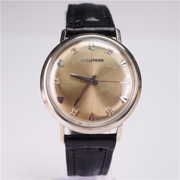 1965 Bulova Accutron 10K GF Tuning Fork Wristwatch w/ Diamond Hour Markers