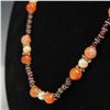 Image 2 : Carnelian, Garnet, and Pearl Beaded Necklace with Gold Tone Accents