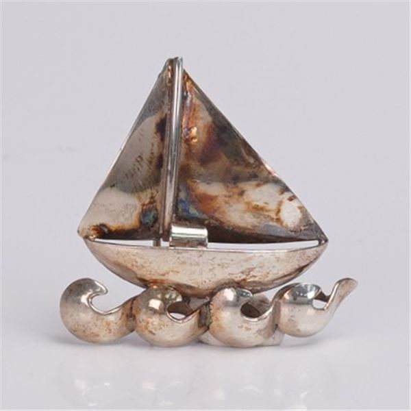 Sterling Silver Sailboat Brooch