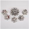 Image 1 : 6pc Rhinestone Button-Back Ornaments and Brooch
