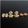 Image 1 : 3 Pairs Gold-Tone Earrings with Floral and Geometric Designs