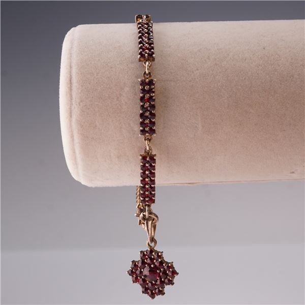 Sterling 900 Garnet Bracelet with Pendant