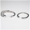 Image 5 : 3pc Contemporary Silver Tone Hinged Bangle Bracelet Set