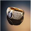 Image 1 : 14K Gold Ring with 2.25CT Sapphire & 1.25CTW Lab Diamonds