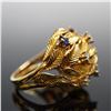 Image 4 : 18K Gold Leaf Motif Ring with Sapphire and Diamond Accents
