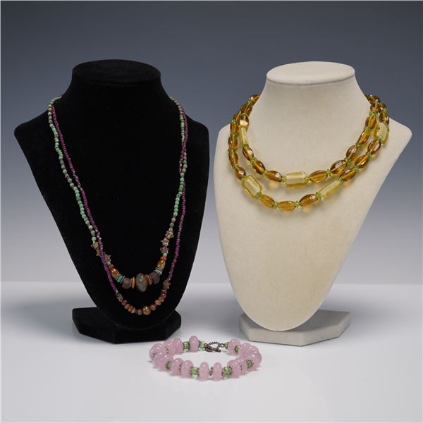 3pc Costume Beaded Necklaces and Bracelet