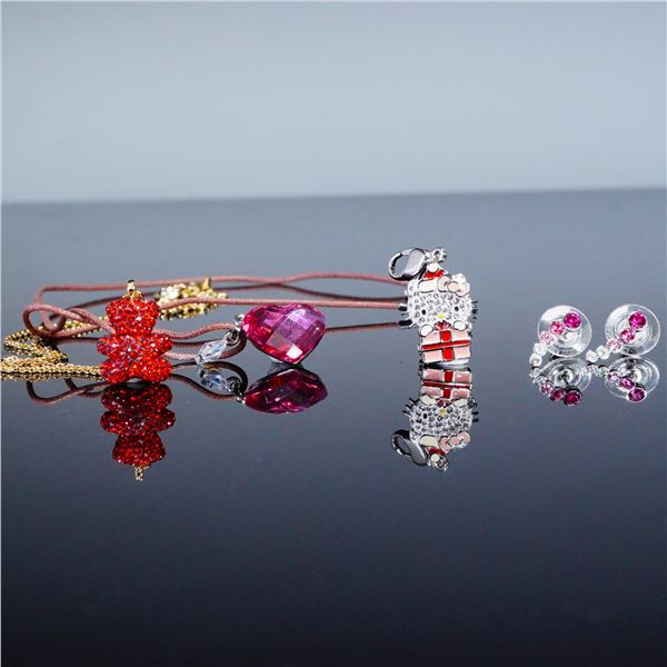 4pc Swarovski Crystal Necklaces, Earrings, and Charm