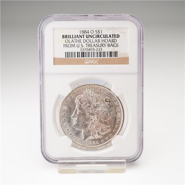 1884-O Morgan Silver Dollar Olathe Hoard NGC Graded Brilliant Uncirculated