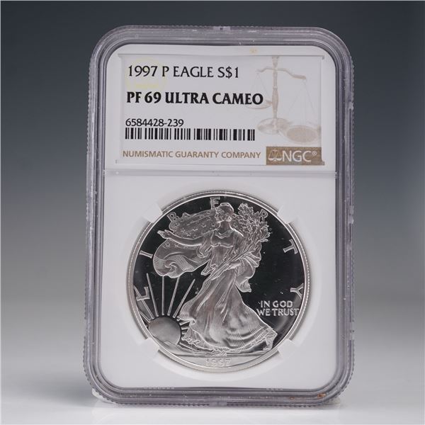 1997-P American Silver Eagle Type 1 Dollar NGC Graded PF 69 Ultra Cameo