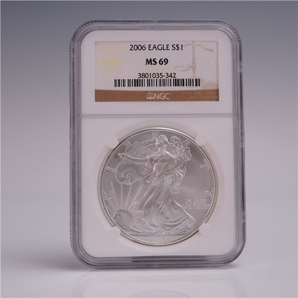 2006 American Silver Eagle One Dollar Coin NGC Graded MS 69