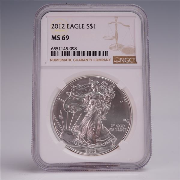 2012 American Silver Eagle One Dollar Coin NGC Graded MS 69