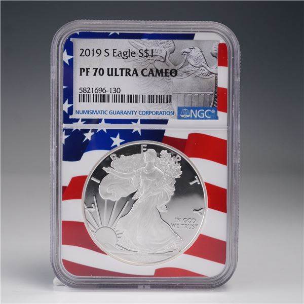 2019-S American Silver Eagle Type 1 Dollar NGC Graded PF 70 Ultra Cameo