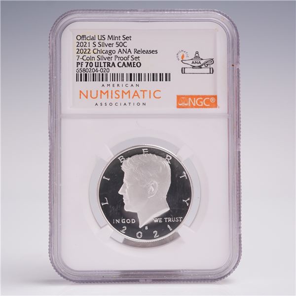 2021-S Silver Kennedy Half Dollar NGC Graded PF 70 Ultra Cameo