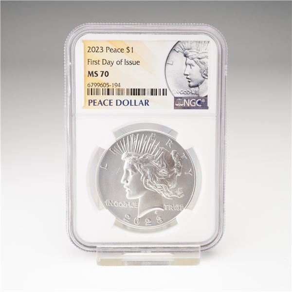 2023 Peace Dollar Silver One Dollar Coin NGC Graded MS 70
