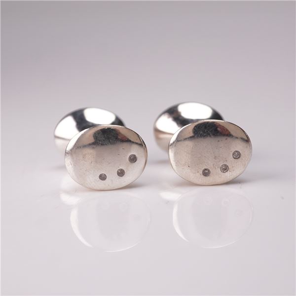 Pair of Sterling Silver Modernist Cufflinks Stamped 925