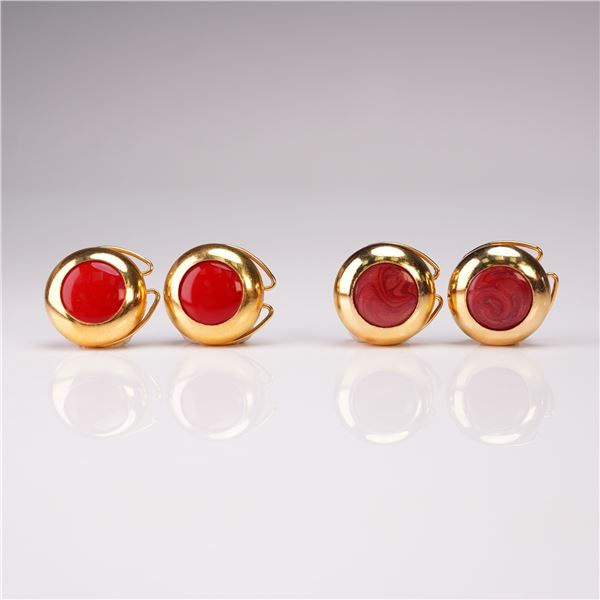 2 Sets Italian Gold Tone and Red Button Covers