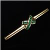 Image 1 : Gold and Emerald Bar Pin 18kt