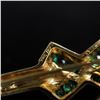Image 4 : Gold and Emerald Bar Pin 18kt