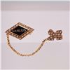 Image 1 : Vintage 10K Gold Manlius School Pin with Seed Pearls & Chain Connector
