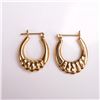 Image 1 : Vintage Ribbed Design 14K Yellow Gold Hoop Earrings