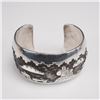 Image 1 : Sterling Silver Navajo Cuff Bracelet, Signed J.N.
