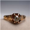 Image 3 : Antique 16K Gold Solitaire Ring with Diamond and Engraved Band