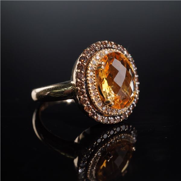 Le Vian 14K Gold Ring, 3.80CT Citrine and 0.55CTW Diamonds Double Halo