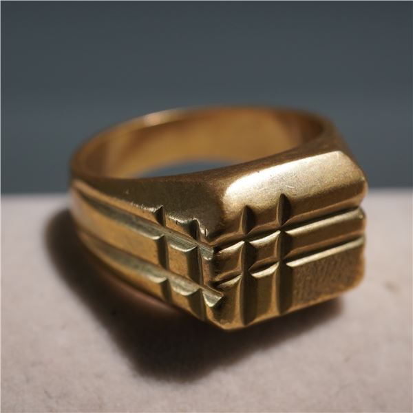 Vintage Gold Tone Brutalist Geometric Ring
