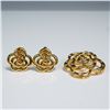 Image 2 : 3pc Gold Tone Floral Brooch and Landau Earrings Set