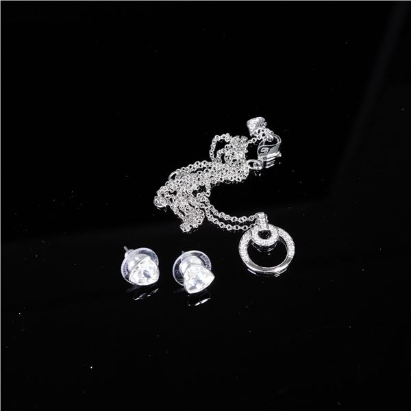 2pc Swarovski Crystal Stud Earrings and Pendant Necklace
