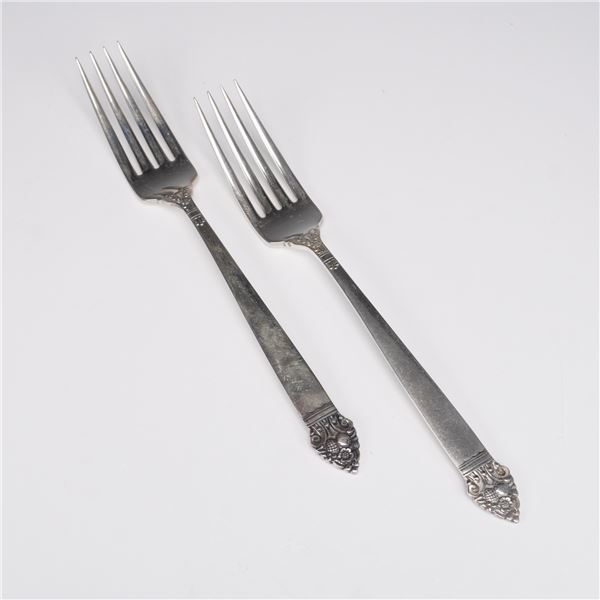 2pc Oneida Sterling Silver King Cedric Dinner Forks