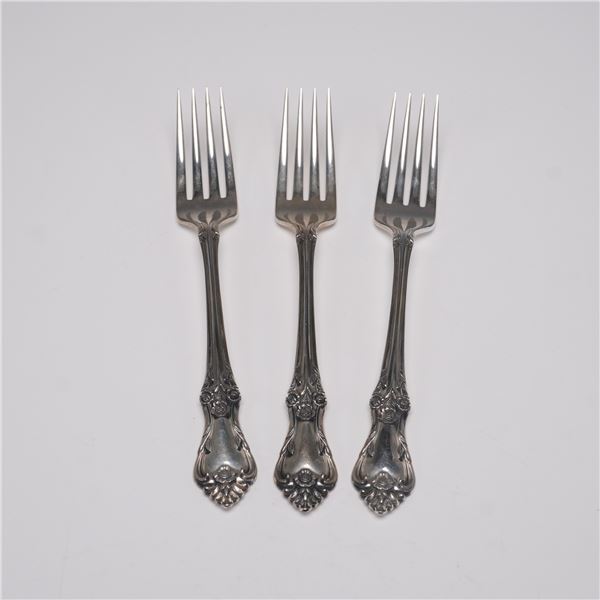 3pc Oneida Sterling Silver Dinner Forks, Afterglow