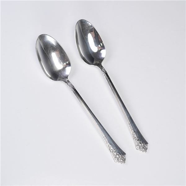 2pc Oneida Heirloom Sterling Silver Damask Rose Teaspoons