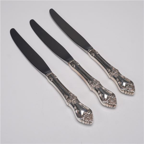 3pc Oneida Sterling Silver Modern Hollow Knives, Afterglow