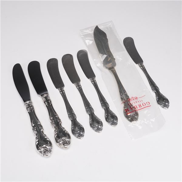 7pc Gorham Sterling Silver Butter Spreaders and Knife, Melrose