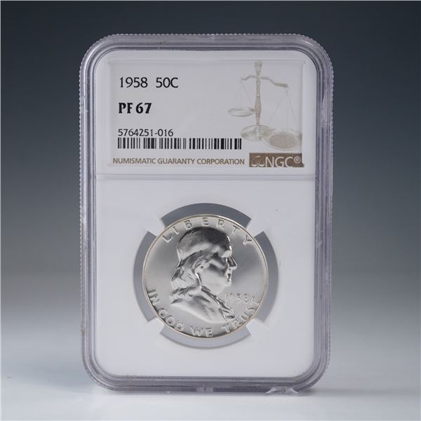 1958 Franklin  Silver Half Dollar NGC Graded PF 67