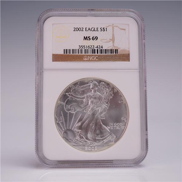 2002 American Silver Eagle Dollar Coin NGC Graded MS 69